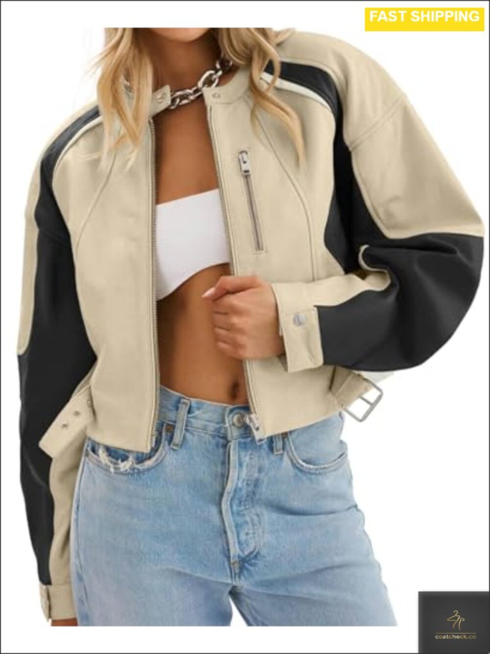 Faux Leather Cropped Bomber Jacket Moto Biker Fall Coat